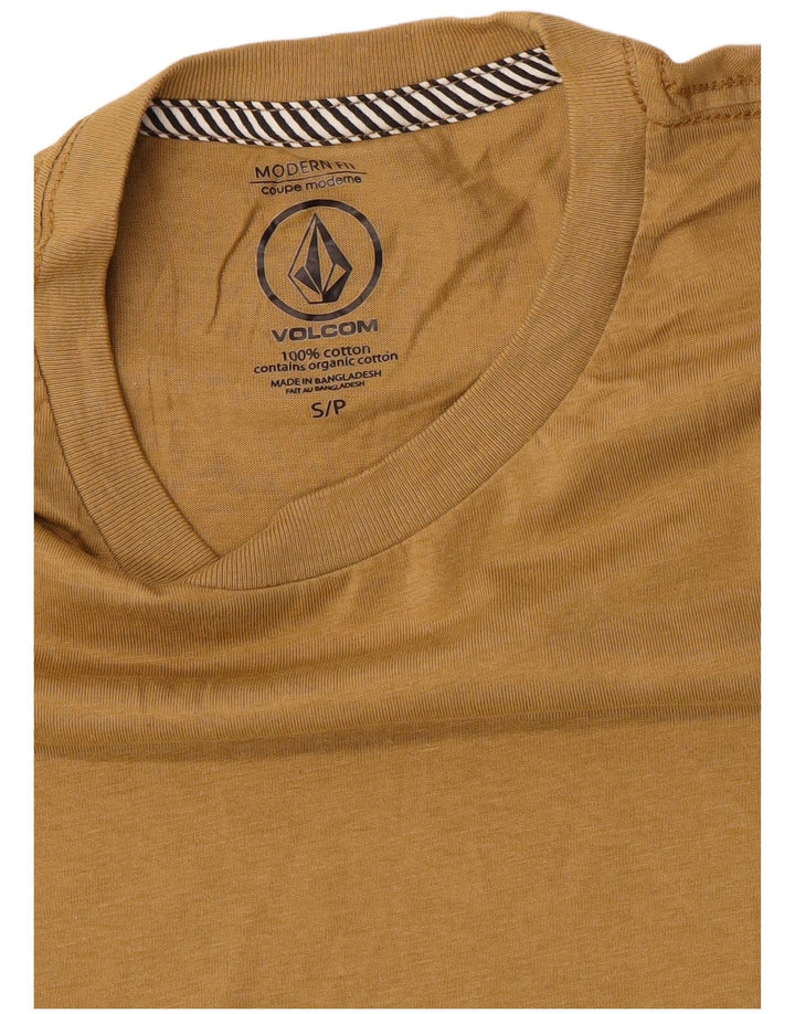 Volcom Mens Modern Fit T-Shirt Top Pequeno Algodão Bege