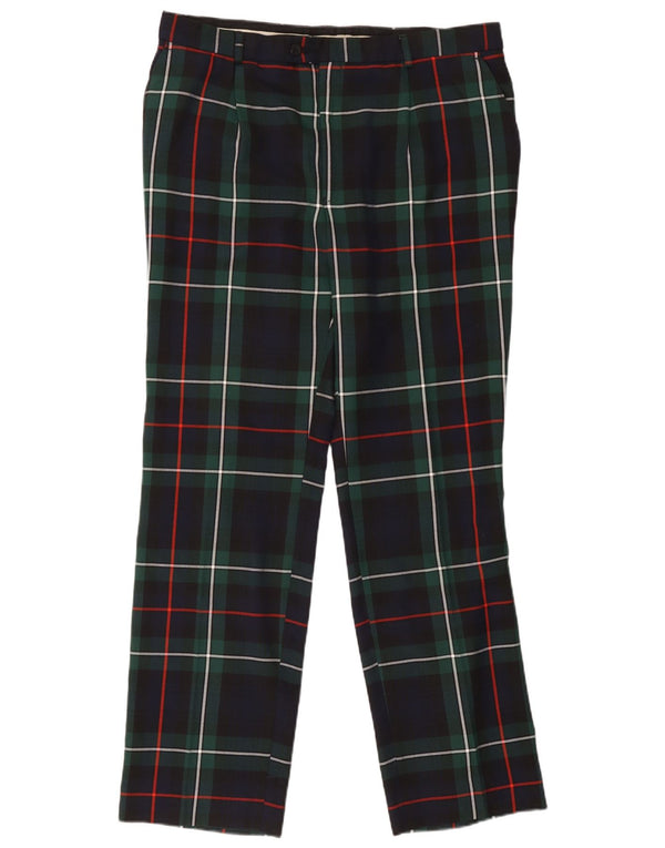 Calça masculina de terno reto Edinburgh W40 L30 viscose xadrez azul marinho