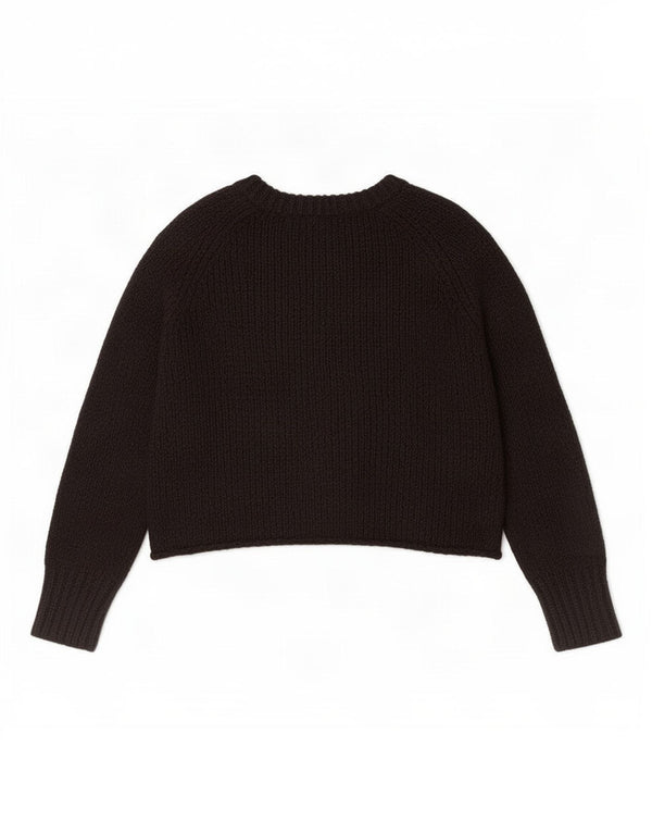 Zara Suéter feminino cropped grande com gola canoa Reino Unido 10 pequeno preto