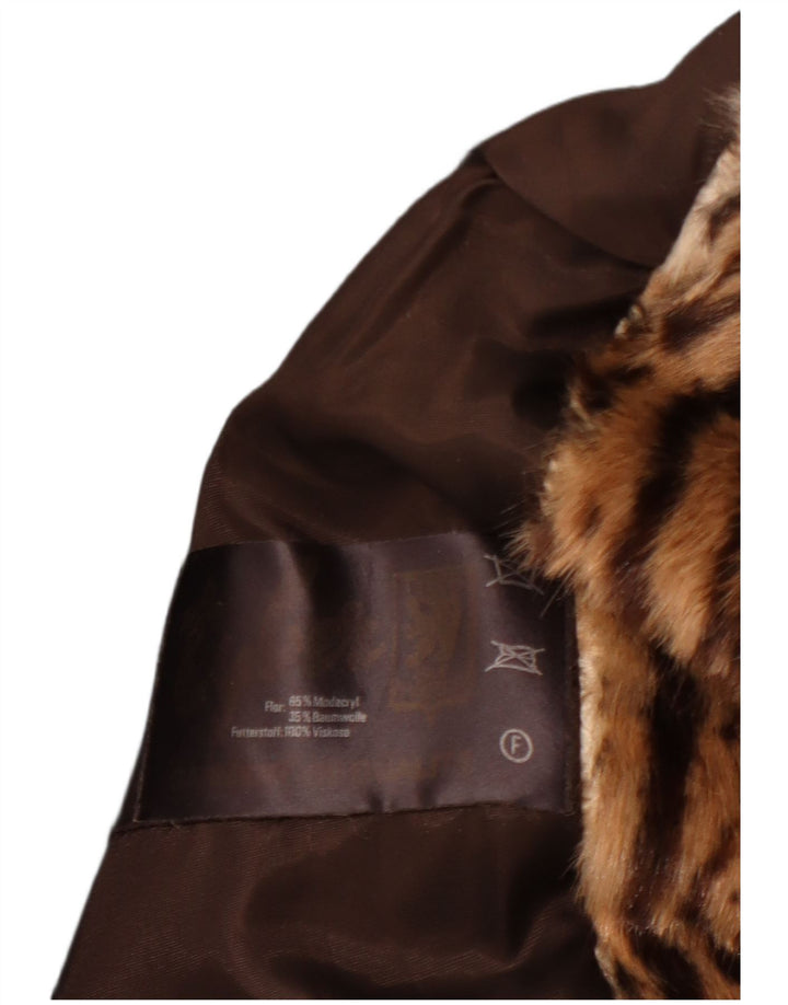 Jaqueta feminina VINTAGE de pele sintética UE 40 marrom médio com estampa animal modacryl