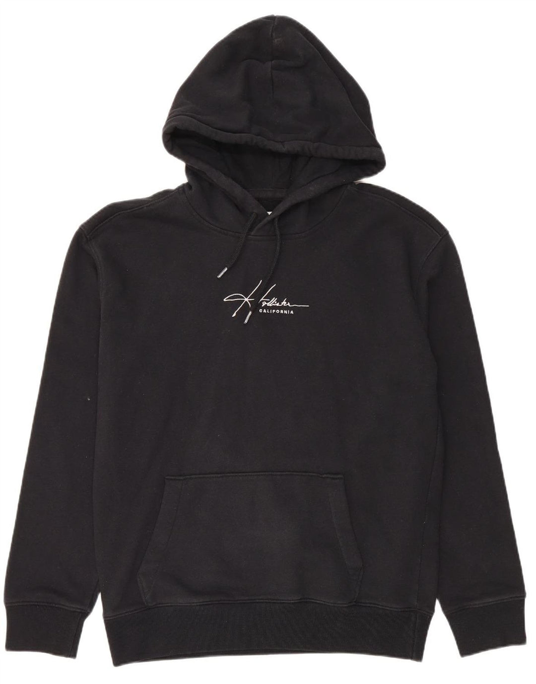 HOLLISTER masculino gráfico moletom com capuz médio algodão preto