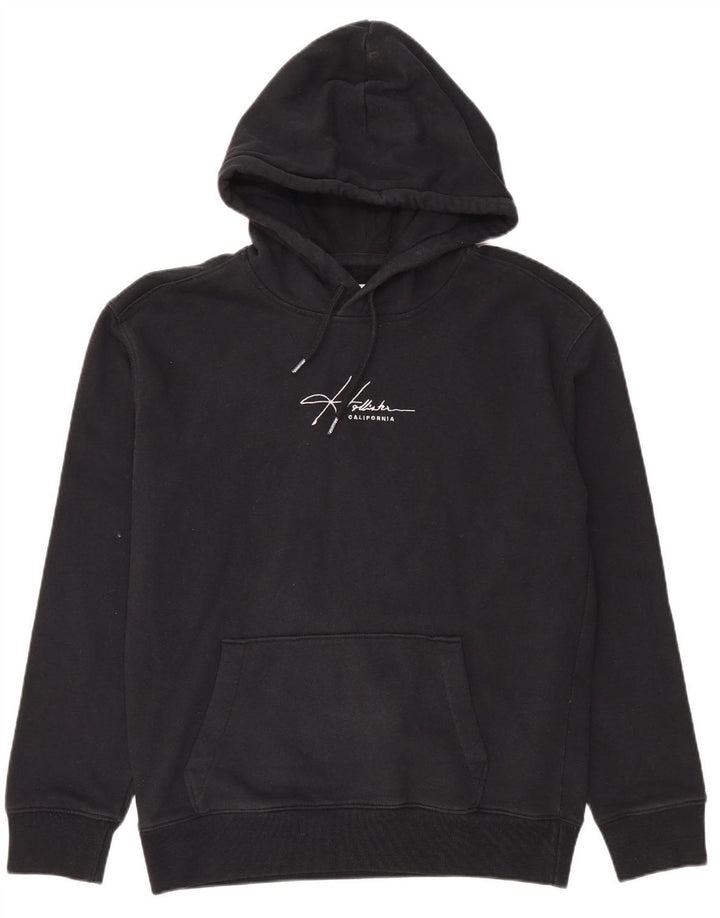 HOLLISTER masculino gráfico moletom com capuz médio algodão preto