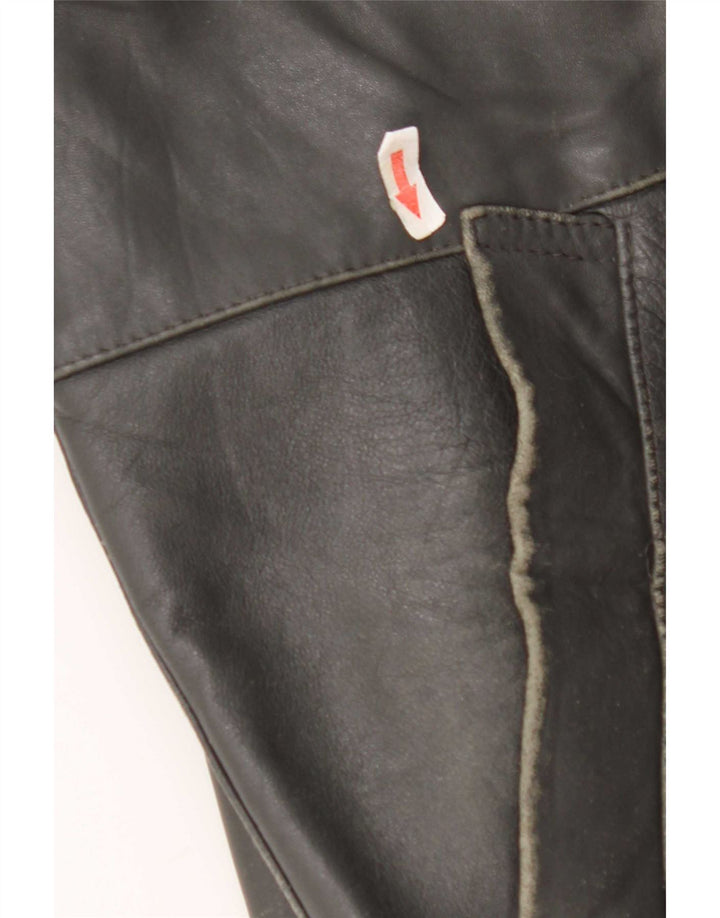 Jaqueta de couro masculina vintage UK 40 grande cinza