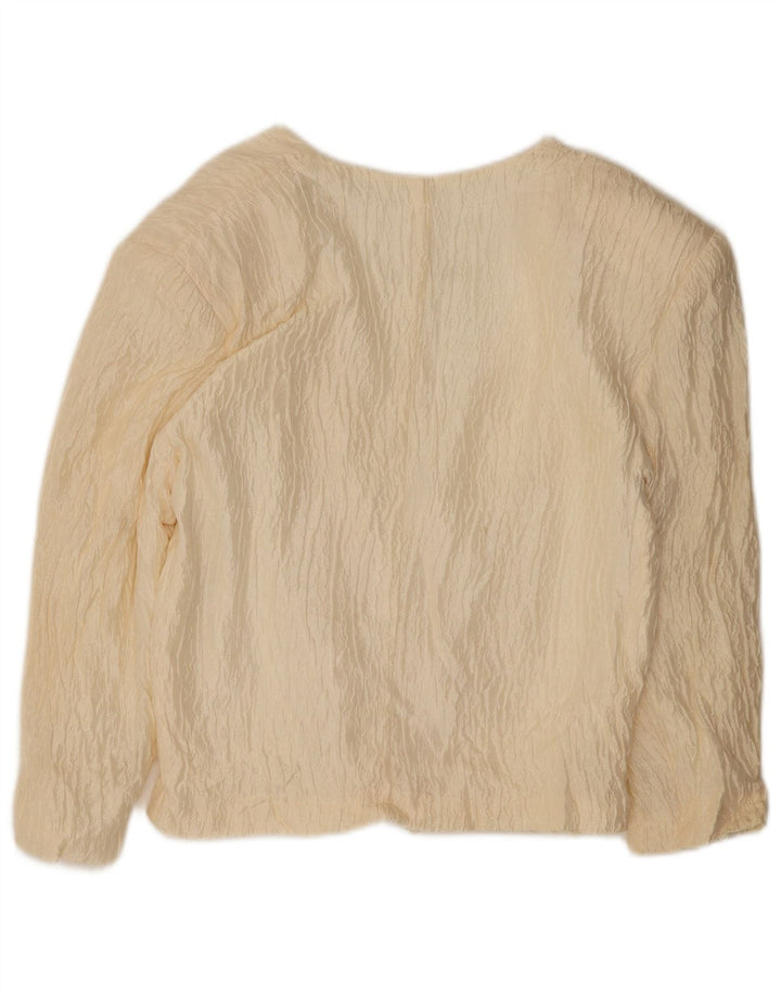 Jaqueta blazer feminina vintage com peito duplo UK 14 médio off white