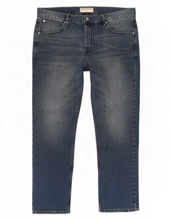 Jeans retos masculinos French Connection W44 L34 algodão azul marinho