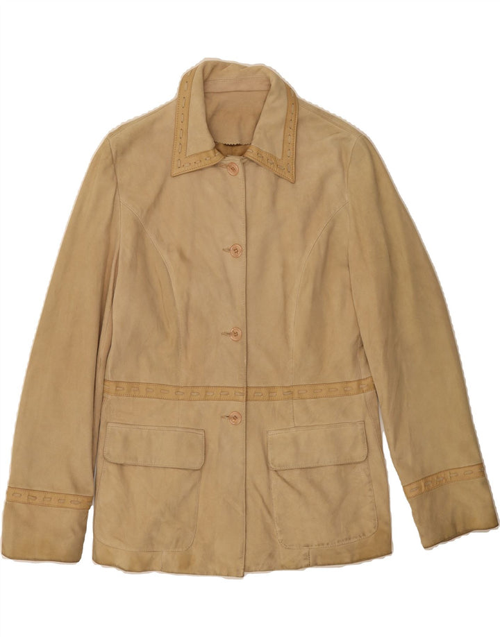 ASICS Womens Suede Jacket UK 14 Medium Beige Vintage Asics and Second-Hand Asics from Messina Hembry 