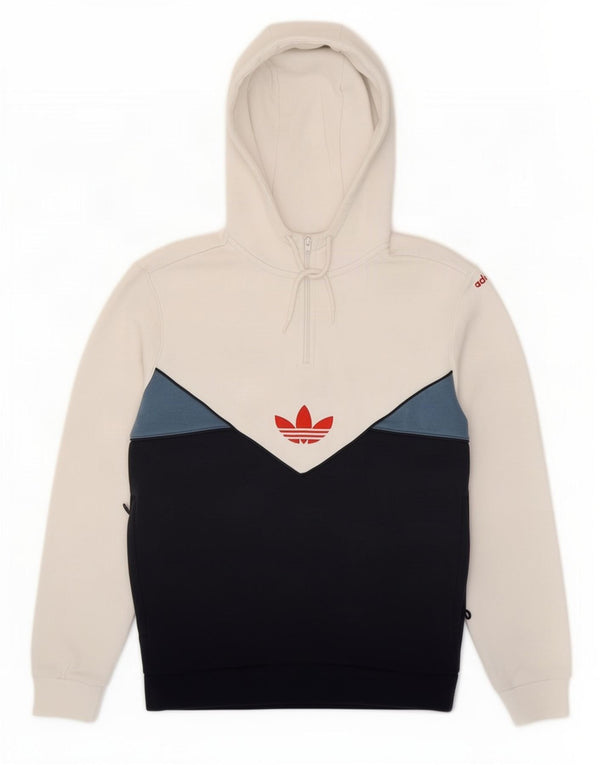 Adidas Mens Zip Neck Hoodie Jumper Pequeno Multicolorido Colorblock Algodão