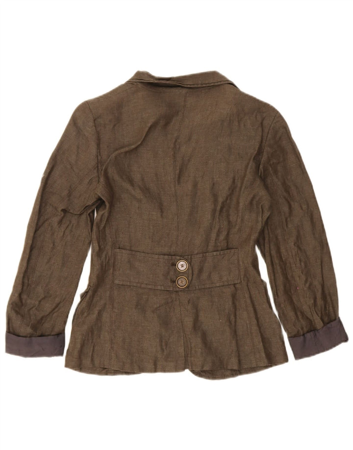 Jaqueta blazer feminina de 2 botões Max & Co. UK 6 XS marrom linho