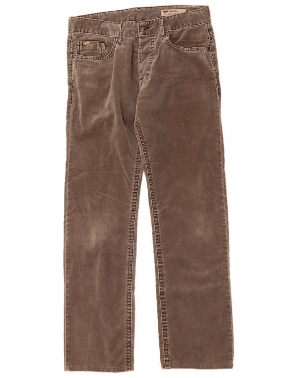 Calça masculina reta casual Gas W33 L34 algodão marrom