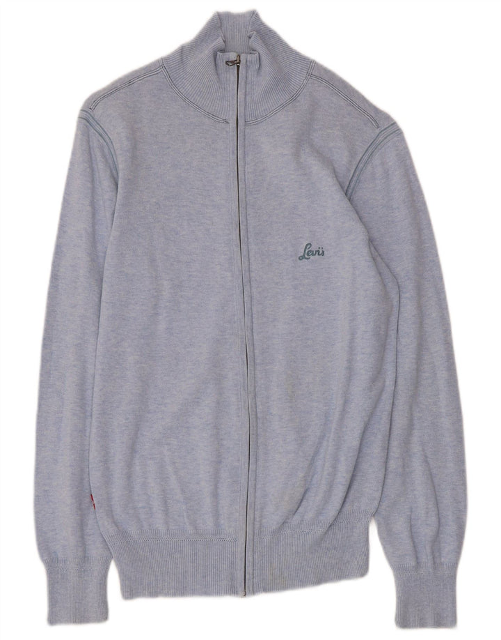 Suéter cardigã feminino LEVI'S Reino Unido 10 algodão azul pequeno