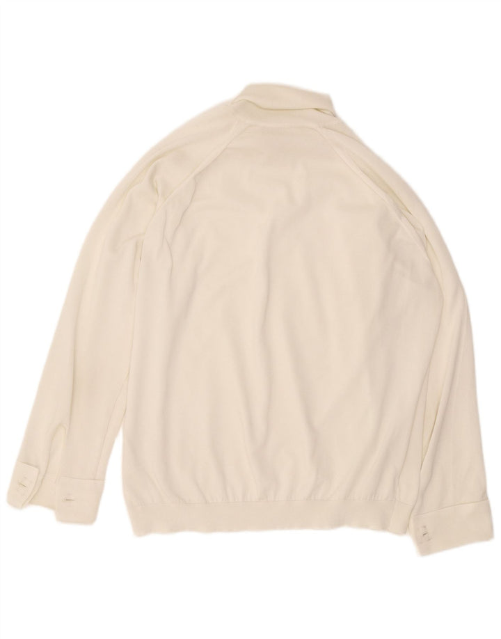 Blusa feminina vintage de manga comprida oversized UK 16 grande branca