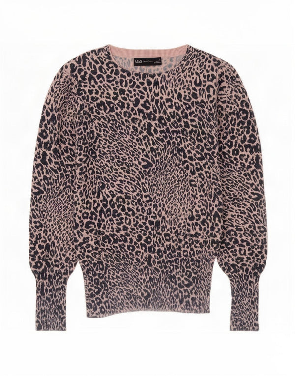 Suéter feminino Marks & Spencer com gola canoa Reino Unido 10 pequeno rosa