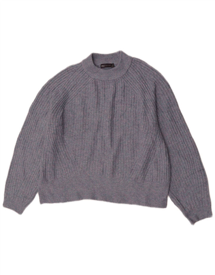 Suéter feminino Marks & Spencer com gola redonda Reino Unido 14 médio azul marinho