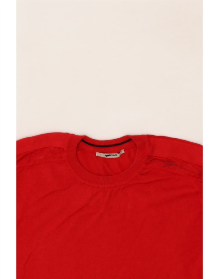 GAS Mens Crew Neck Jumper Sweater Small Red Cotton Vintage Gas and Second-Hand Gas from Messina Hembry 
