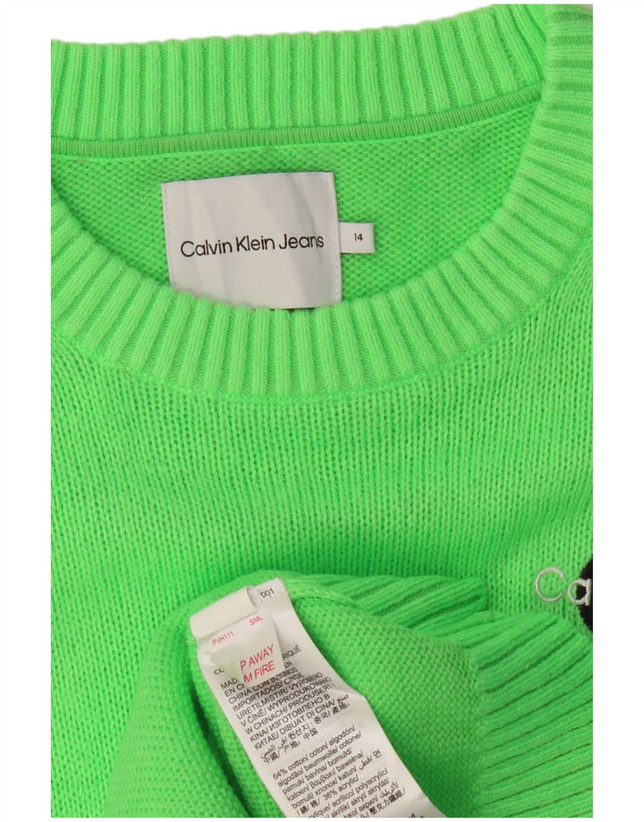 Suéter feminino CALVIN KLEIN JEANS com gola redonda Reino Unido 14 verde médio