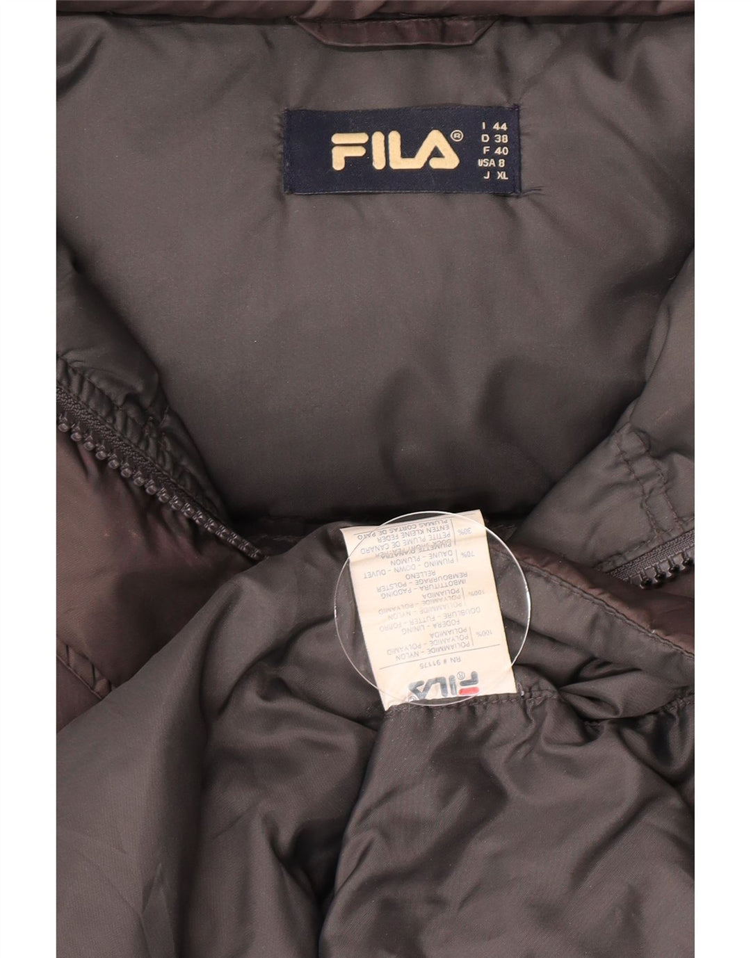 Casaco acolchoado com capuz feminino Fila IT 44 nylon cinza médio