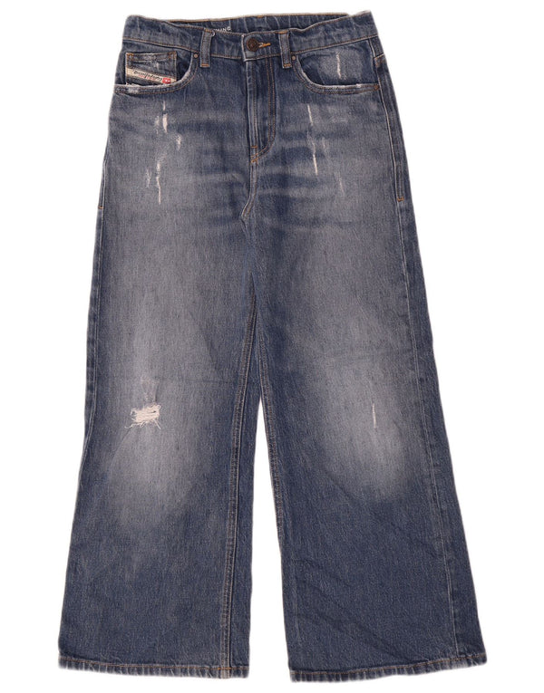 Diesel Boys Jeans de perna larga desgastados 9-10 anos W26 L24 algodão azul