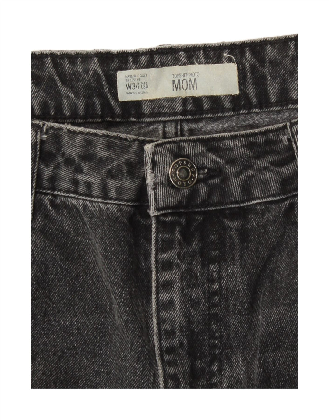 Calça jeans feminina Topshop Mom Tapered W34 L26 cinza
