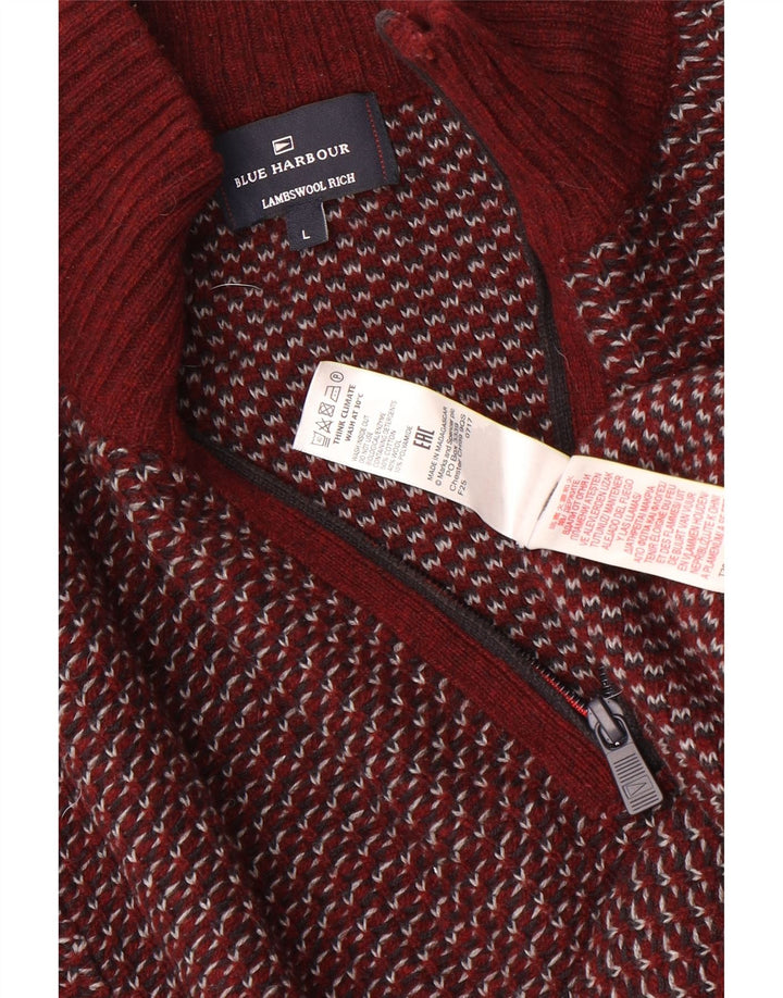 Suéter masculino Marks & Spencer Blue Harbor com zíper e gola grande Borgonha