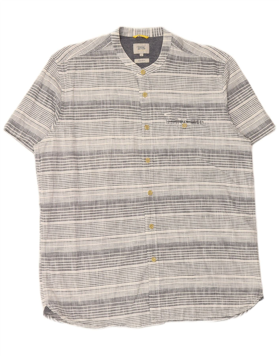 CAMEL ACTIVE Mens Regular Fit Short Sleeve Shirt XL Grey Striped Cotton
