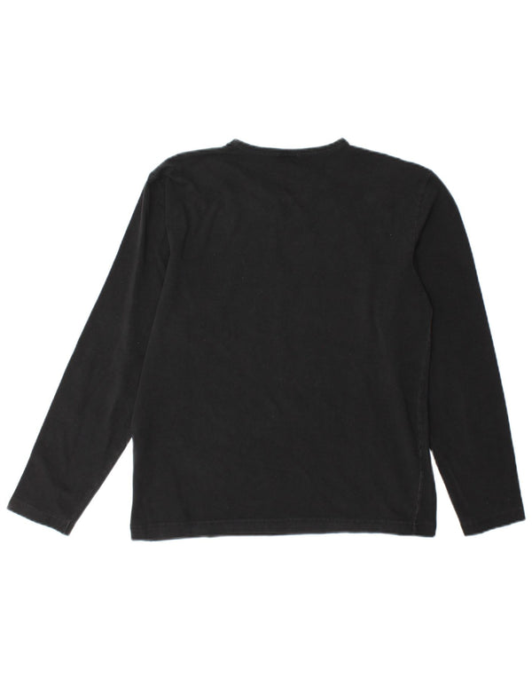 Calvin Klein Jeans Feminino Top Manga Longa Reino Unido 10 Pequeno Algodão Preto