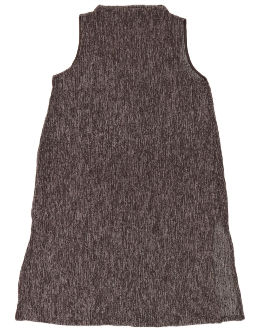 Vestido básico feminino sem mangas Zara Reino Unido 16 grande poliéster manchado cinza