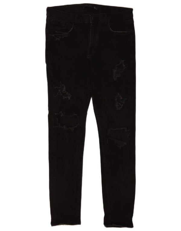 Zara Jeans skinny masculino desgastado UE 40 médio W31 L29 preto