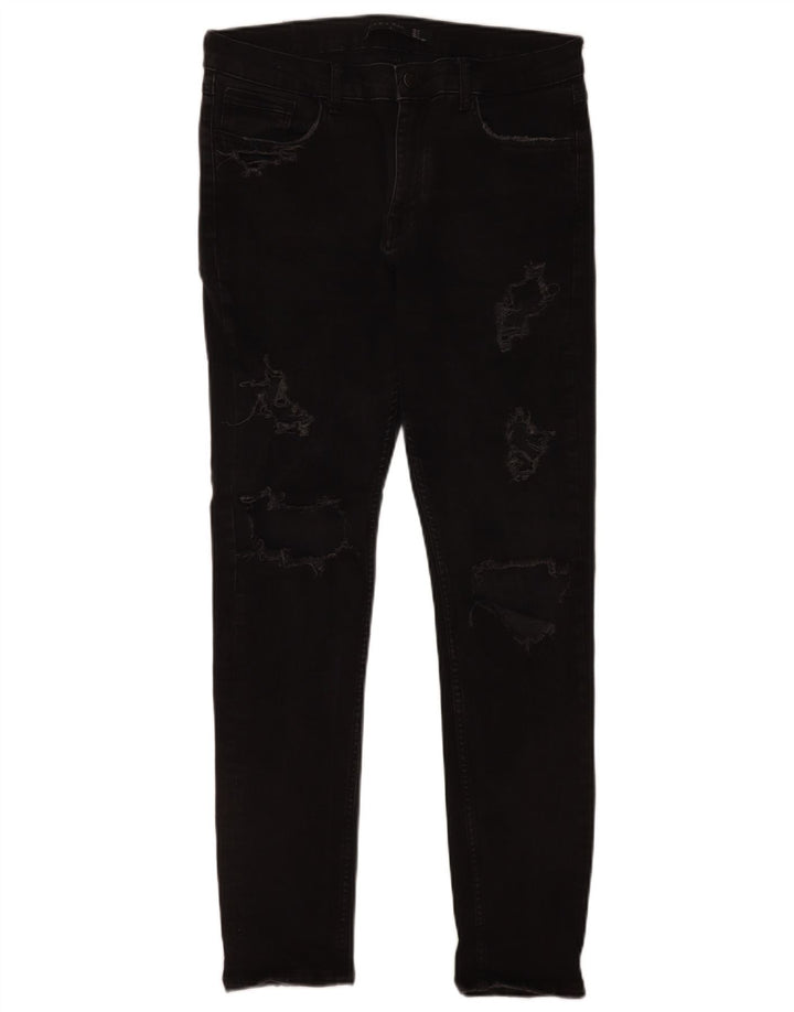 Zara Jeans skinny masculino desgastado UE 40 médio W31 L29 preto