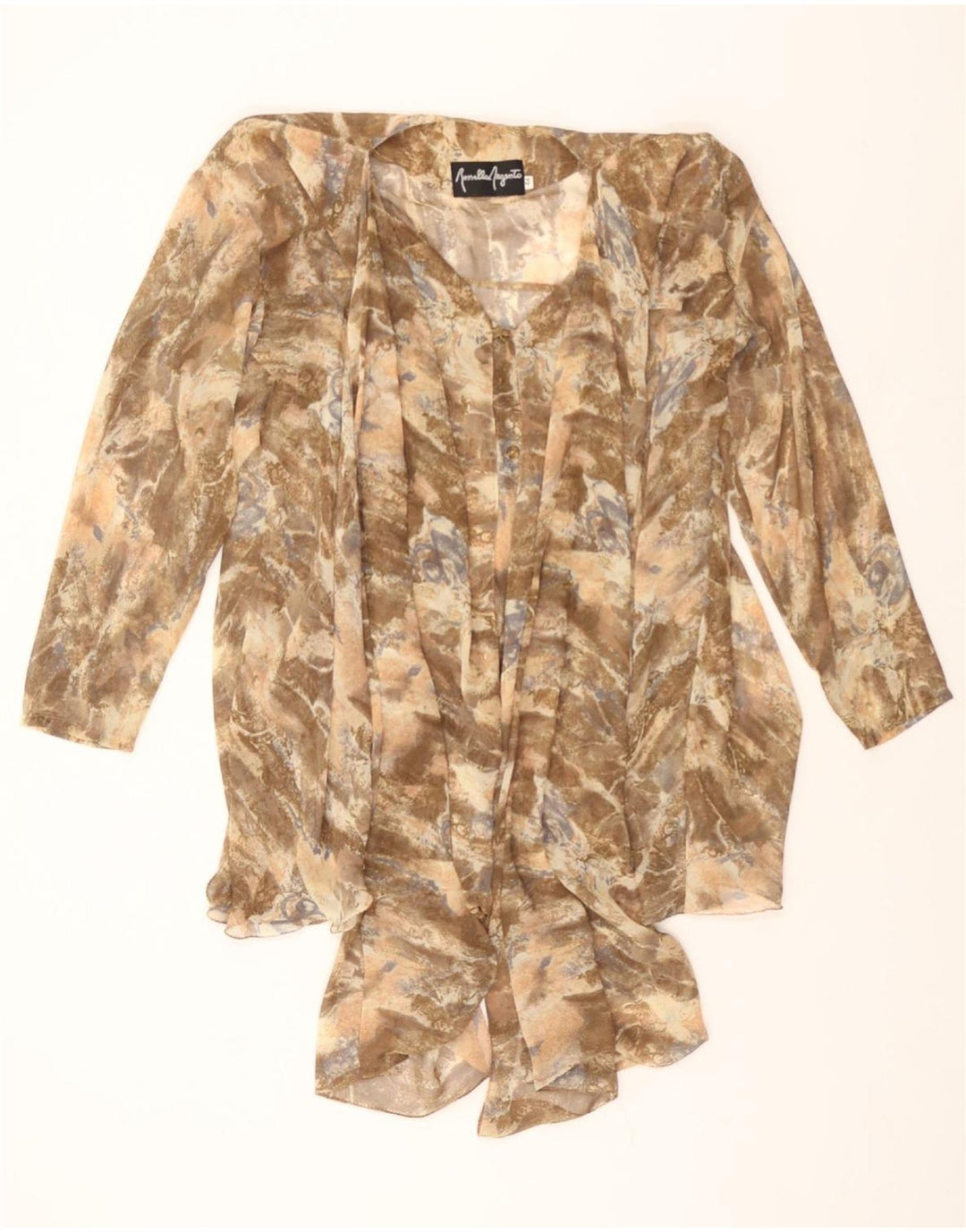 ROSSELLA ARGENTO Womens Front Tie Shirt Blouse IT 44 Medium Brown Tie Dye Vintage Rossella Argento and Second-Hand Rossella Argento from Messina Hembry 