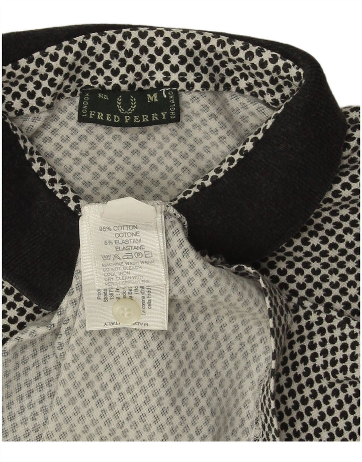 Camisa polo feminina FRED PERRY Reino Unido 12 algodão floral azul marinho médio