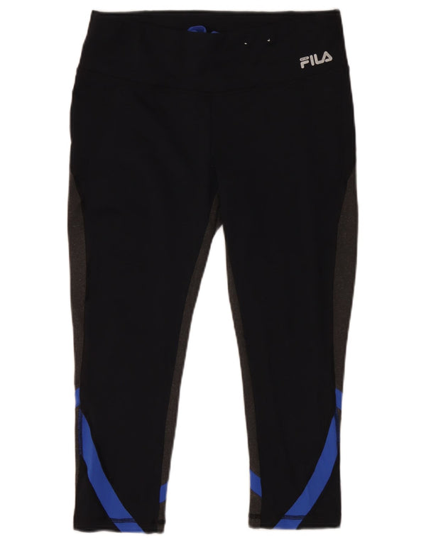 Fila Womens Capri Leggings UK 14 Médio Preto Colourblock Poliéster