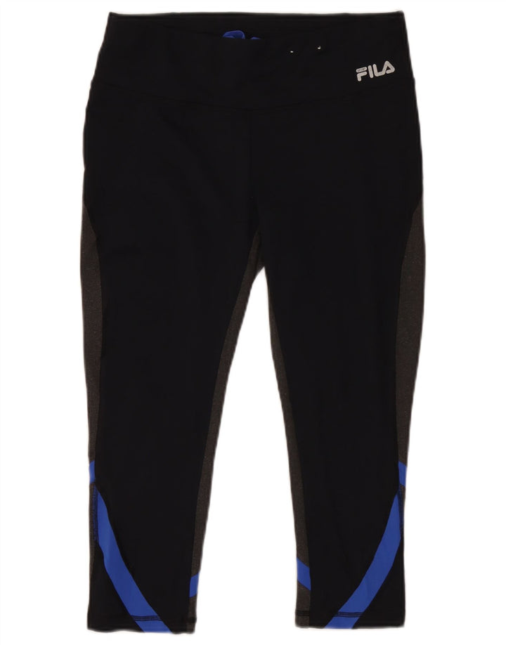 Fila Womens Capri Leggings UK 14 Médio Preto Colourblock Poliéster