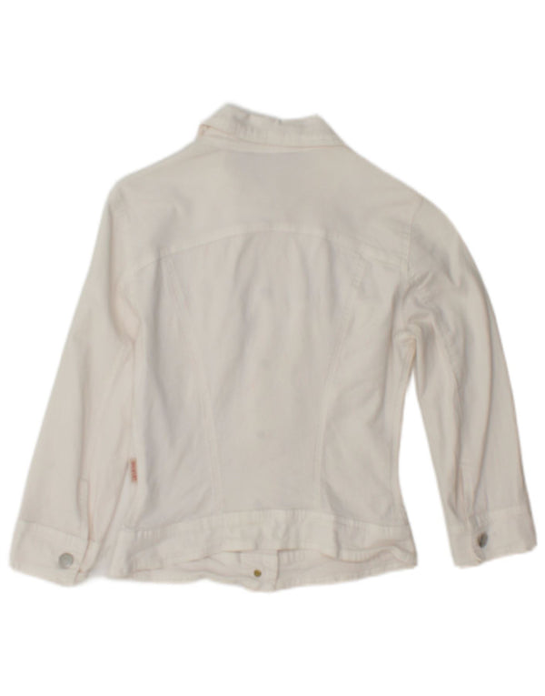 Jaqueta jeans feminina Liu Jo manga 3/4 Reino Unido 6 XS algodão branco