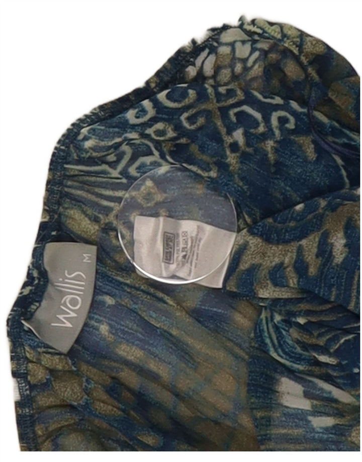 Vestido feminino Wallis de manga comprida em camadas Reino Unido 12 poliéster paisley azul médio