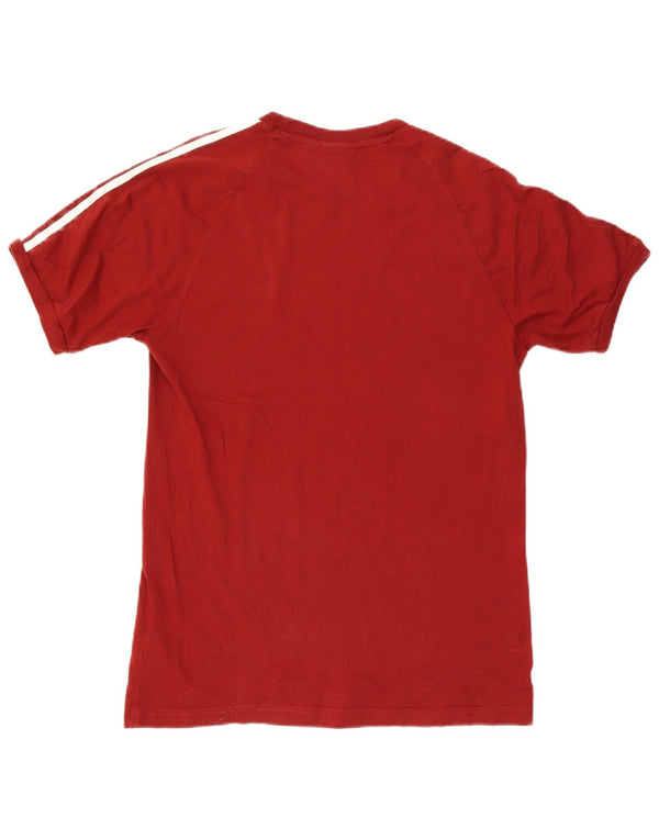 Adidas Mens T-Shirt Top Medium Burgundy Cotton