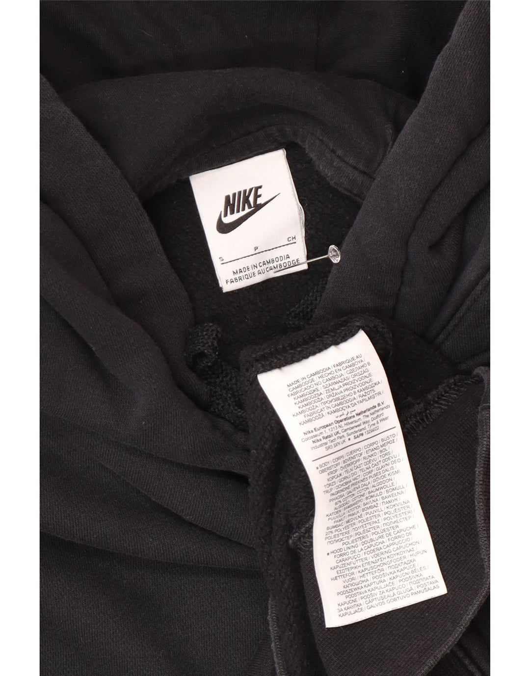 Nike Mens Hoodie Jumper Pequeno Algodão Preto