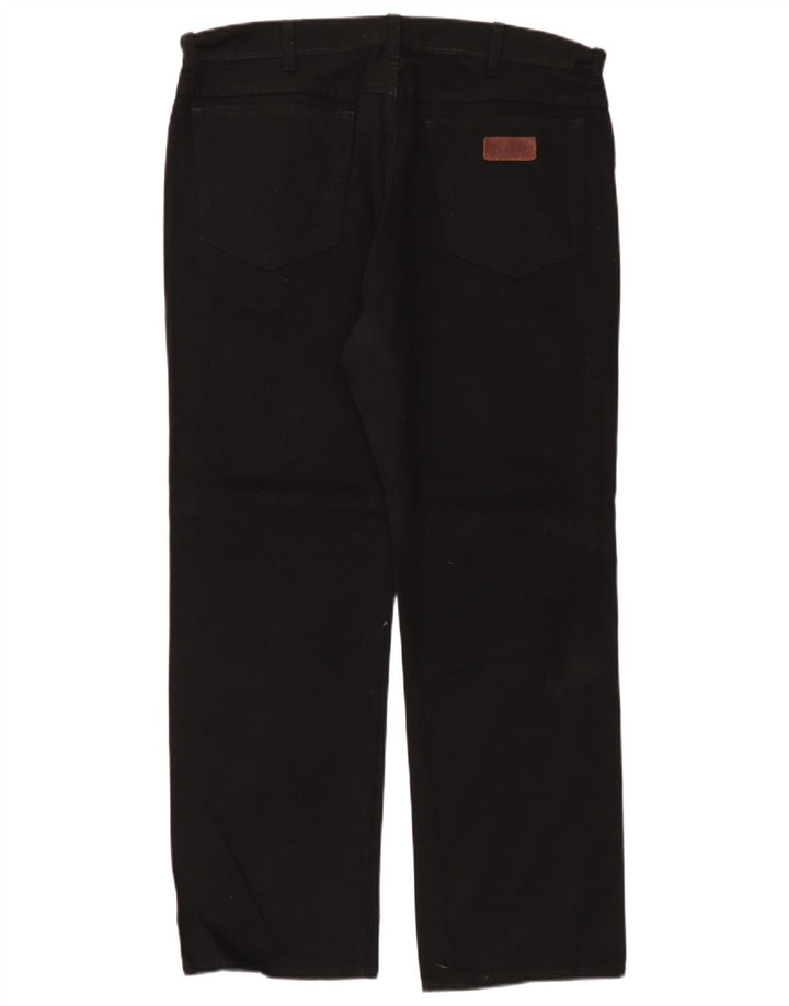 Wrangler Mens Regular Fit Straight Jeans W38 L30 Algodão Preto