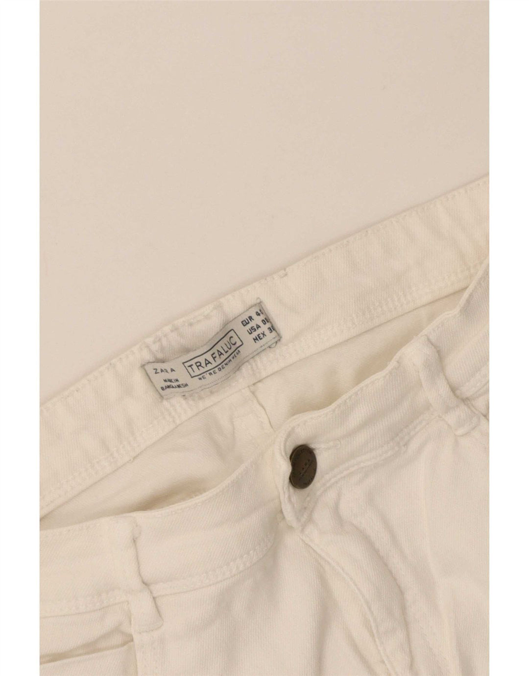 Zara Mulher Trafaluc Slim Jeans EU 40 Médio W30 L30 Branco