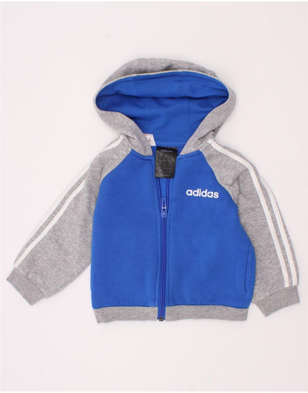 Suéter Adidas Baby Boys Zip com capuz 6-9 meses Azul Colorblock Algodão