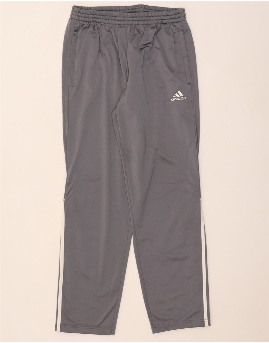 Calças de treino masculinas Adidas UK 40/42 poliéster cinza médio
