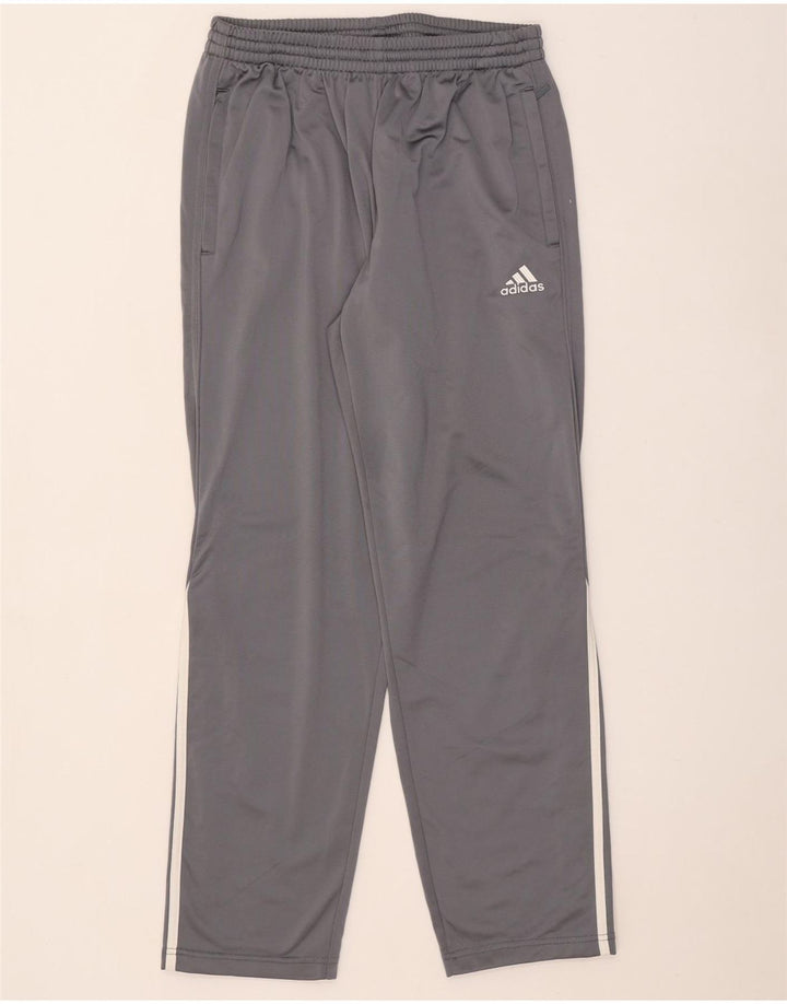 Calças de treino masculinas Adidas UK 40/42 poliéster cinza médio