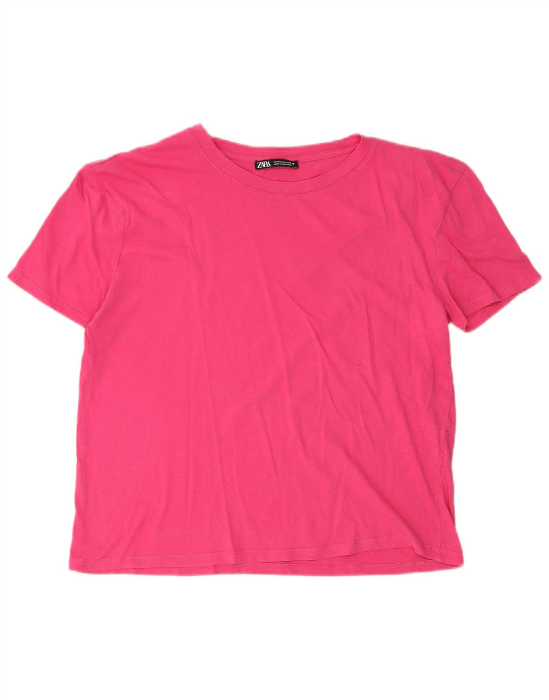Camiseta feminina Zara UK 14 algodão rosa médio