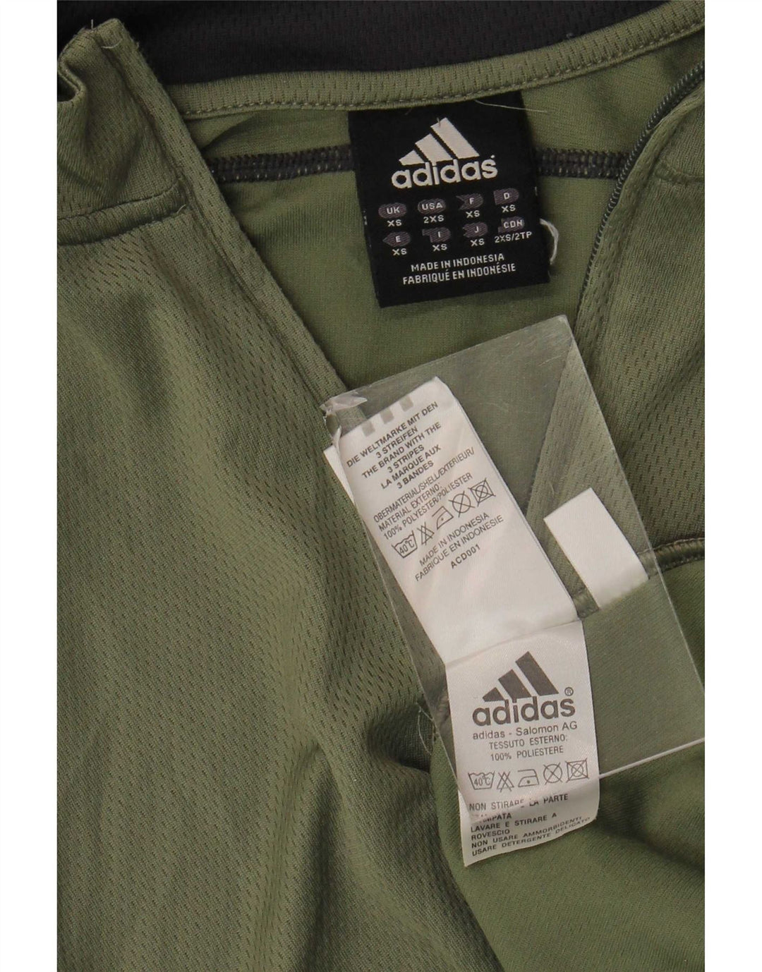 Adidas Mens Zip Neck Pullover Treino Top XS Cáqui Poliéster