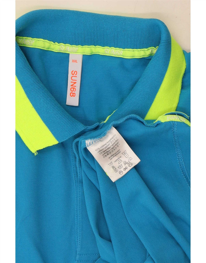 Camisa polo masculina Sun68 2XL algodão colorblock azul