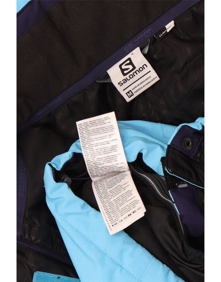 Jaqueta de esqui com capuz feminino Salomon UK 14 poliéster azul médio