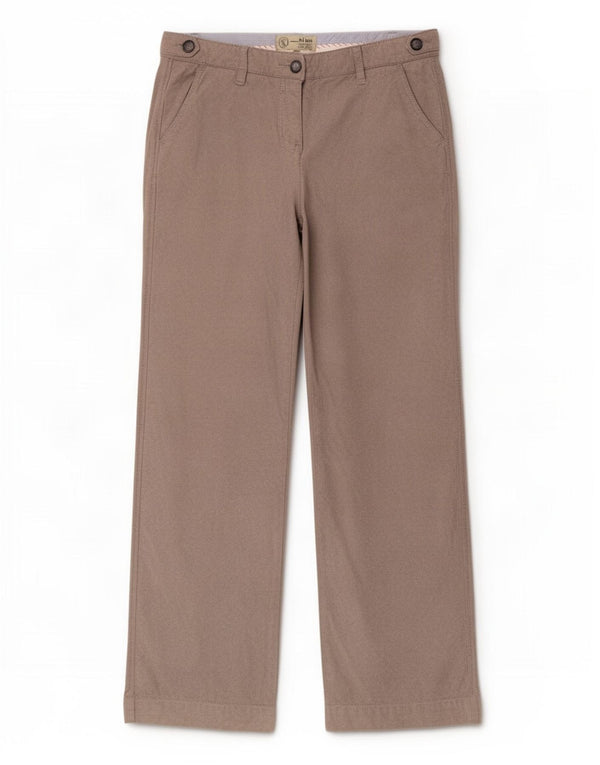 Calça Chino Reta Feminina Fat Face UK 12 Médio W30 L31 Algodão Bege