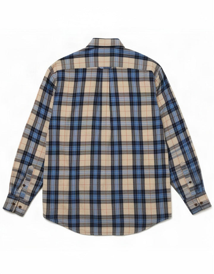 Camisa masculina Izod de algodão xadrez azul médio
