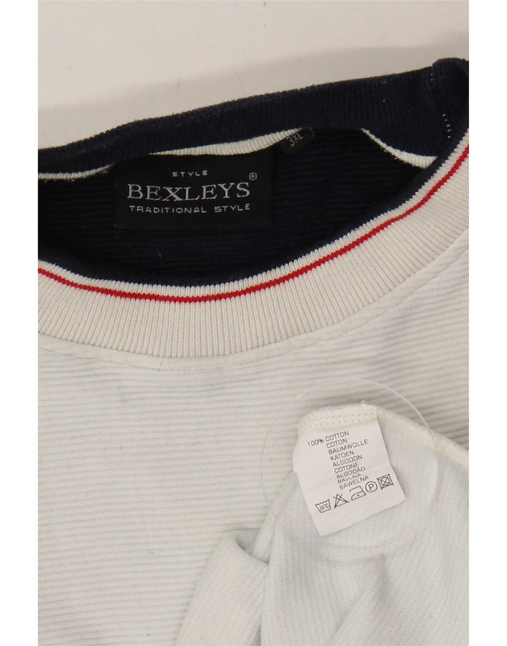 BEXLEYS Mens Crew Neck Jumper Sweater 3XL White Striped Cotton Vintage Bexleys and Second-Hand Bexleys from Messina Hembry 