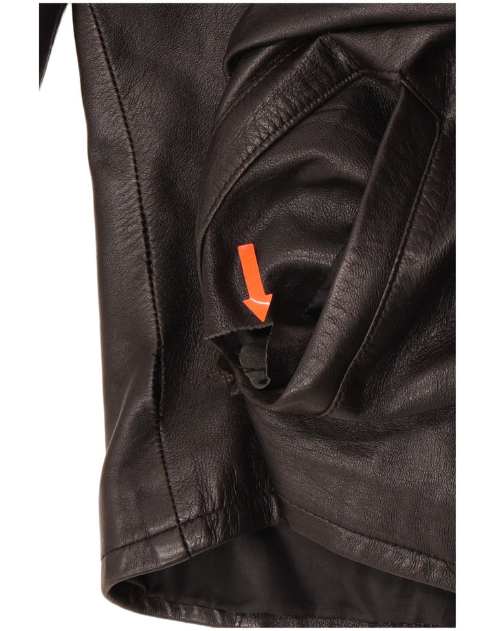 Jaqueta de couro feminina VINTAGE Reino Unido 16 grande couro preto