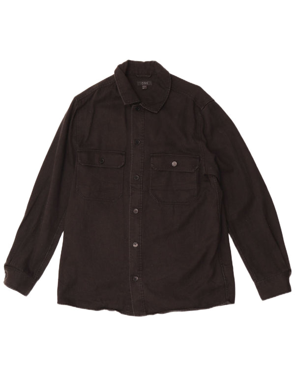 Camisa jeans masculina Cos pequena Lyocell preta